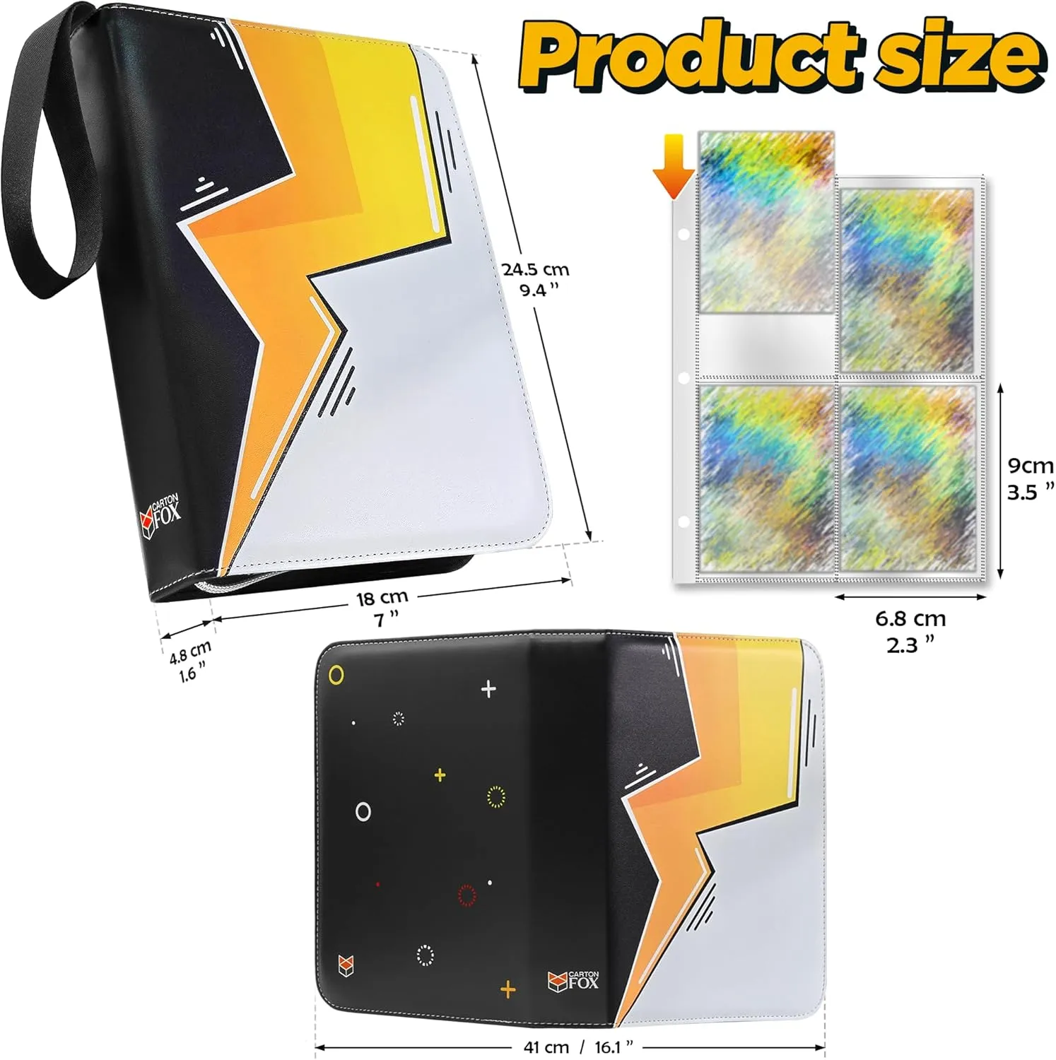 Trading Card Binder, 4 Pockets Card Holder, 55 Double Sided Removable Pages, 440 Card Sleeves, Toploader Binder, Portable Album Holder, Storage Box for Trading Cards