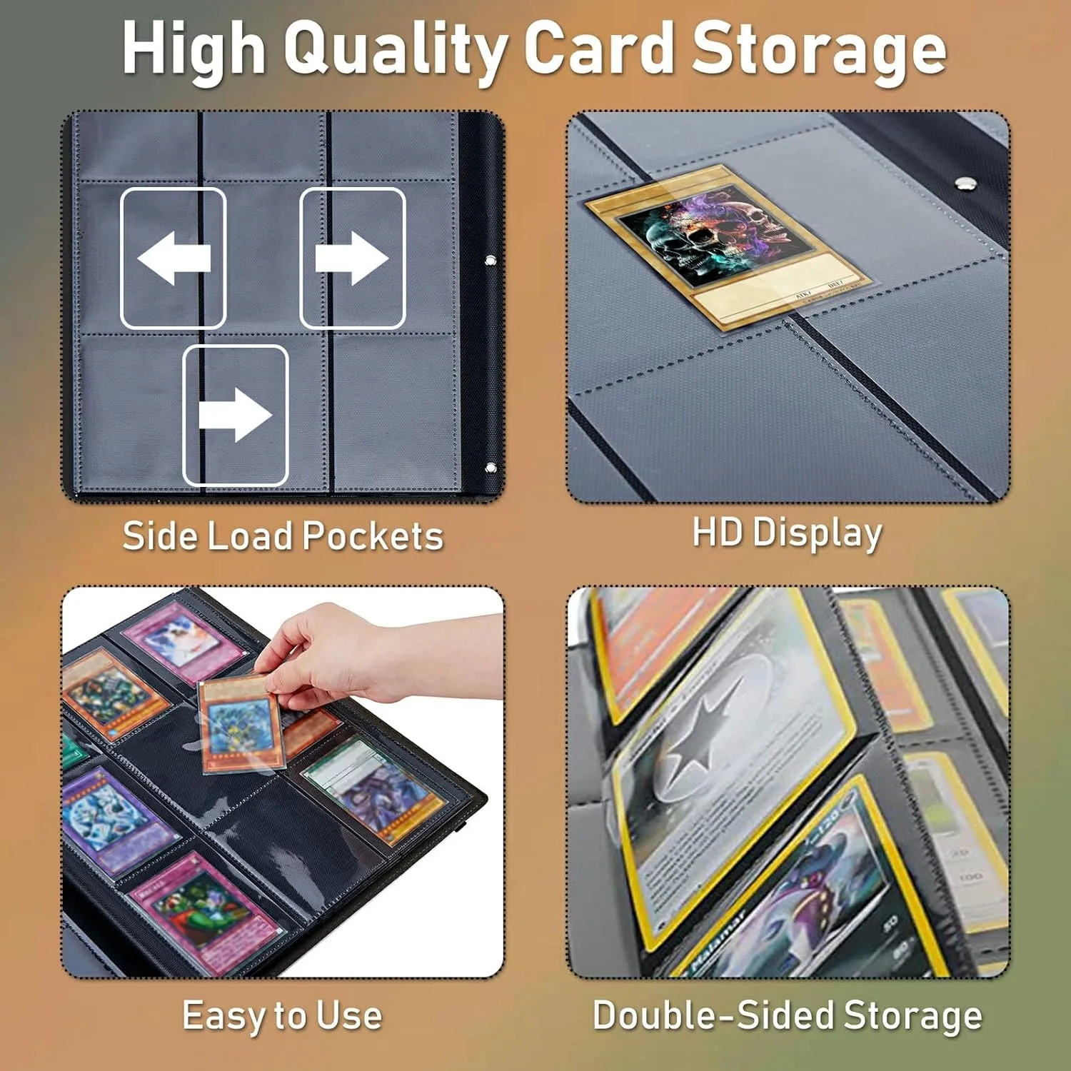 Trading Card Binder 9 Pocket Trading Cards Album Display Holder, 540 Cards Double Sided Pockets Card Holder Binder Sleeves Card Case for Standard Size Cards,Colorful Galaxy Moon Cat