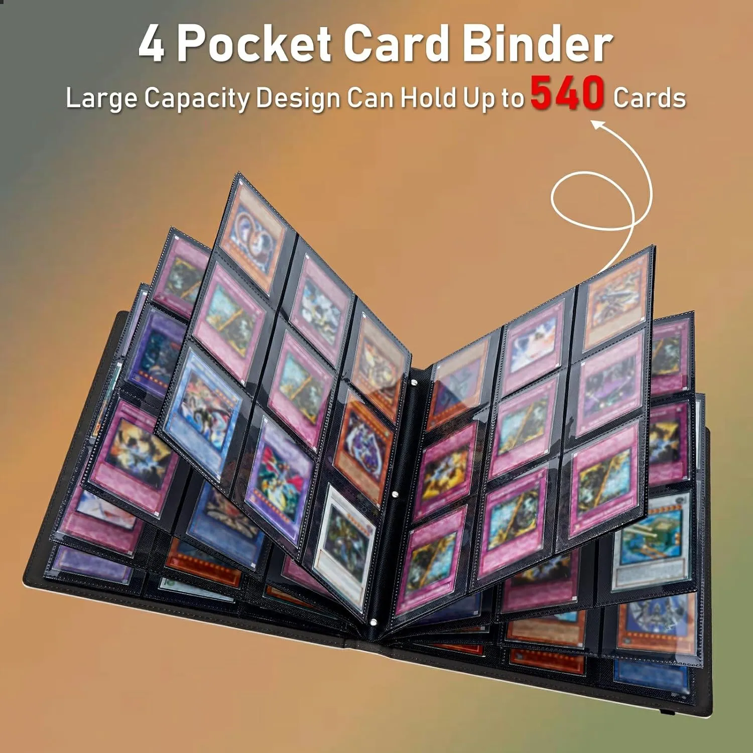 Trading Card Binder 9 Pocket Trading Cards Album Display Holder, 540 Cards Double Sided Pockets Card Holder Binder Sleeves Card Case for Standard Size Cards,Colorful Galaxy Moon Cat