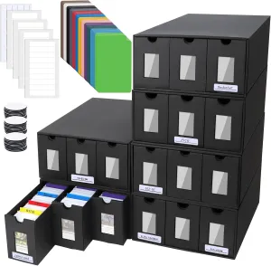 Trading Card Storage Box, 18000  Cards Deck Box for MTG Commander, Trading Cards Organizer with 48 Card Dividers, Labels & Tapes, Visible Card Deck Boxes for MTG TCG PTCG Sport Cards
