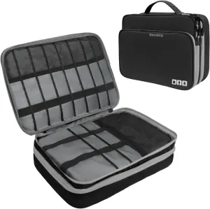 Travel Cable Organizer Bag, 3 Layer X-Large Capacity Electronics Accessories Cord Storage Case Bag for Cables, SD Card,Chargers, Power Bank, Cellphone,Tablet