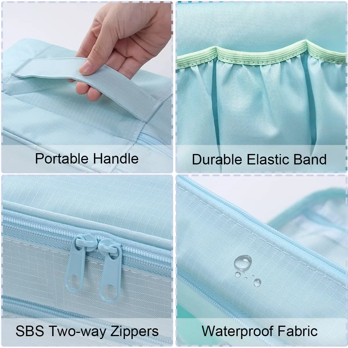Travel Double Layer Waterproof Organizer Cosmetic Toiletry Bag Blue HLC063