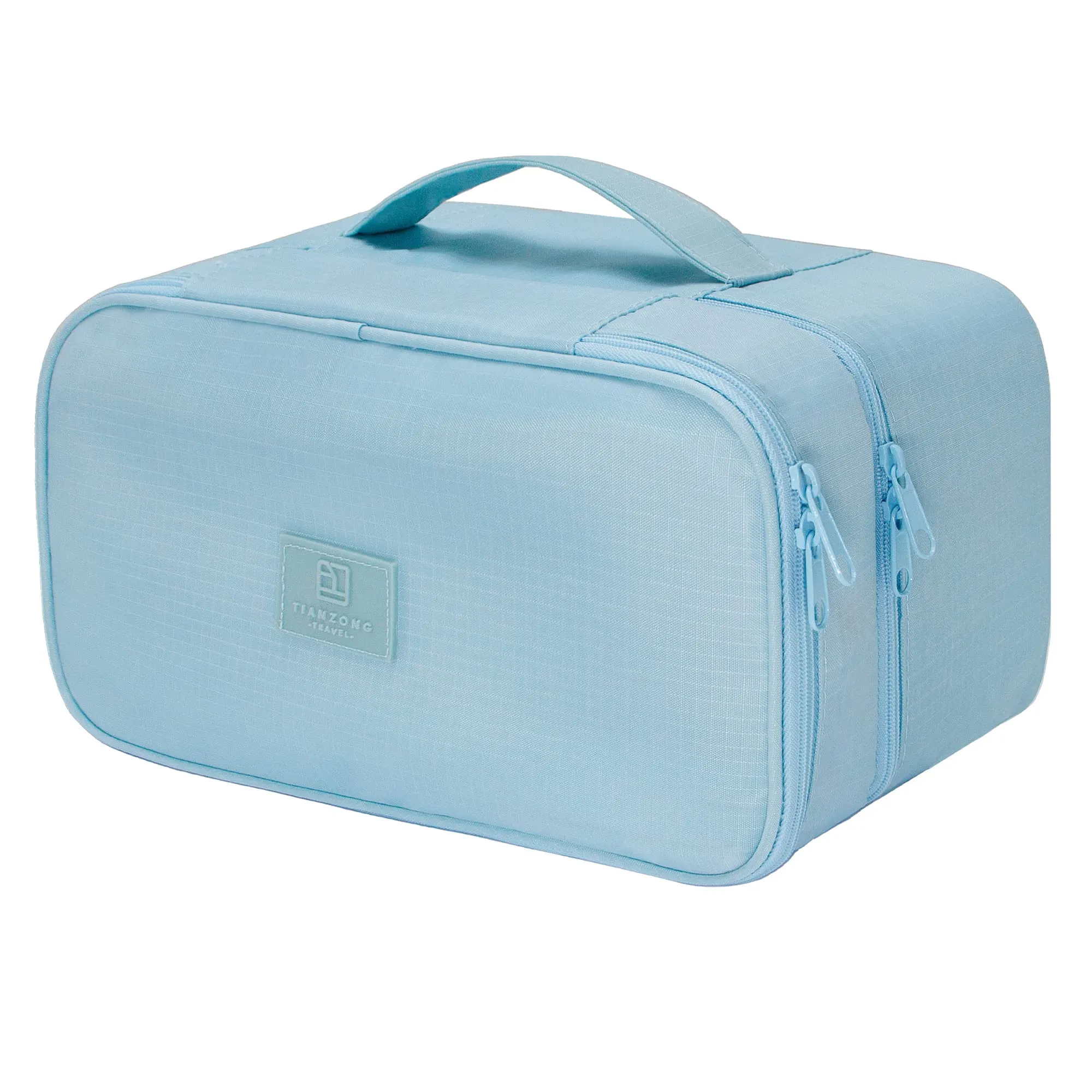 Travel Double Layer Waterproof Organizer Cosmetic Toiletry Bag Blue HLC063