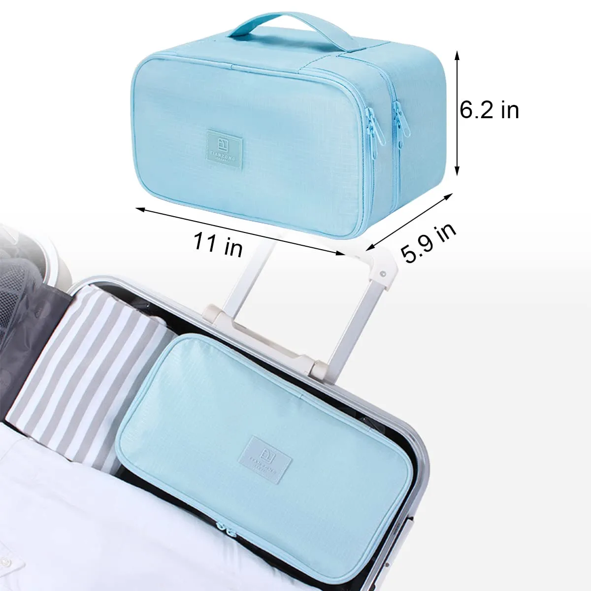 Travel Double Layer Waterproof Organizer Cosmetic Toiletry Bag Blue HLC063