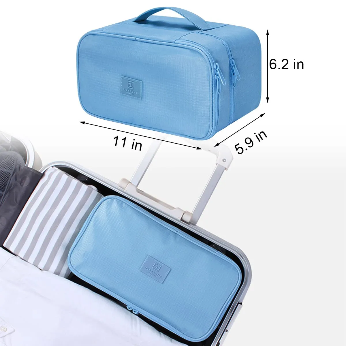 Travel Double Layer Waterproof Organizer Cosmetic Toiletry Bag Ocean Blue HLC063