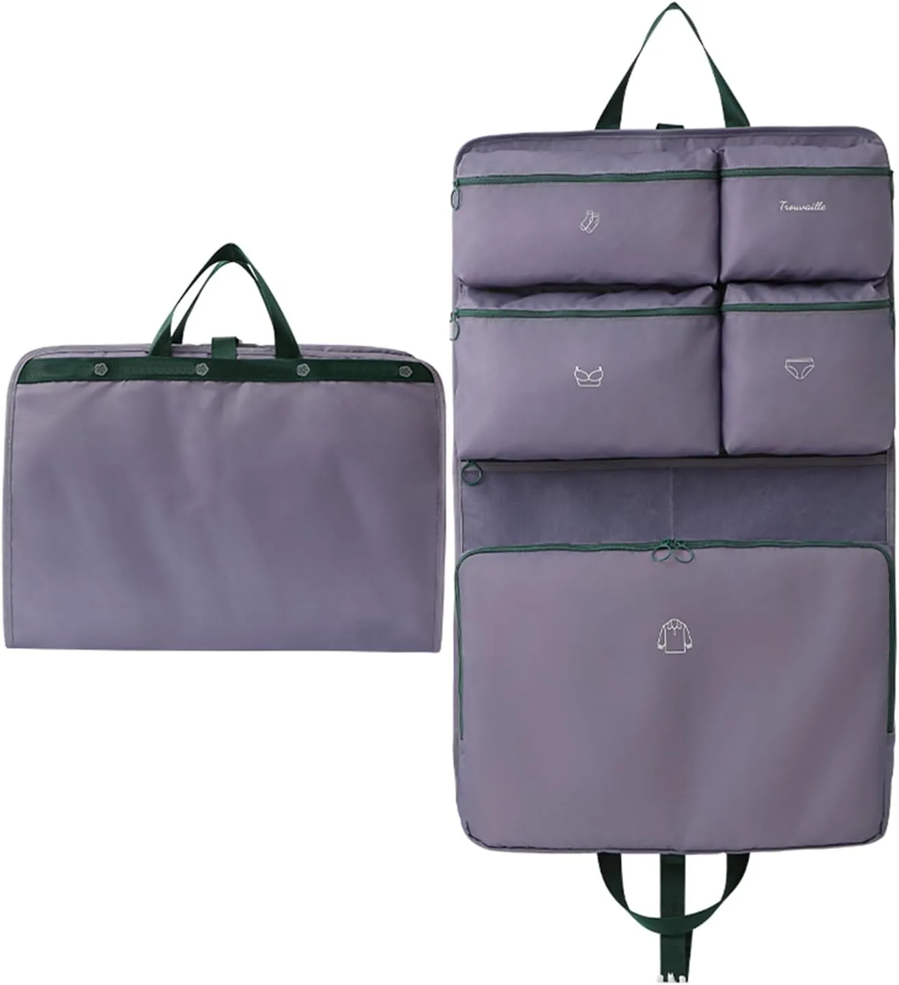 Travel Lingerie Organizer Bag, Hanging Storage for Bra Underwear Socks, Clean and Dirty Compartments (Purple,One Size)