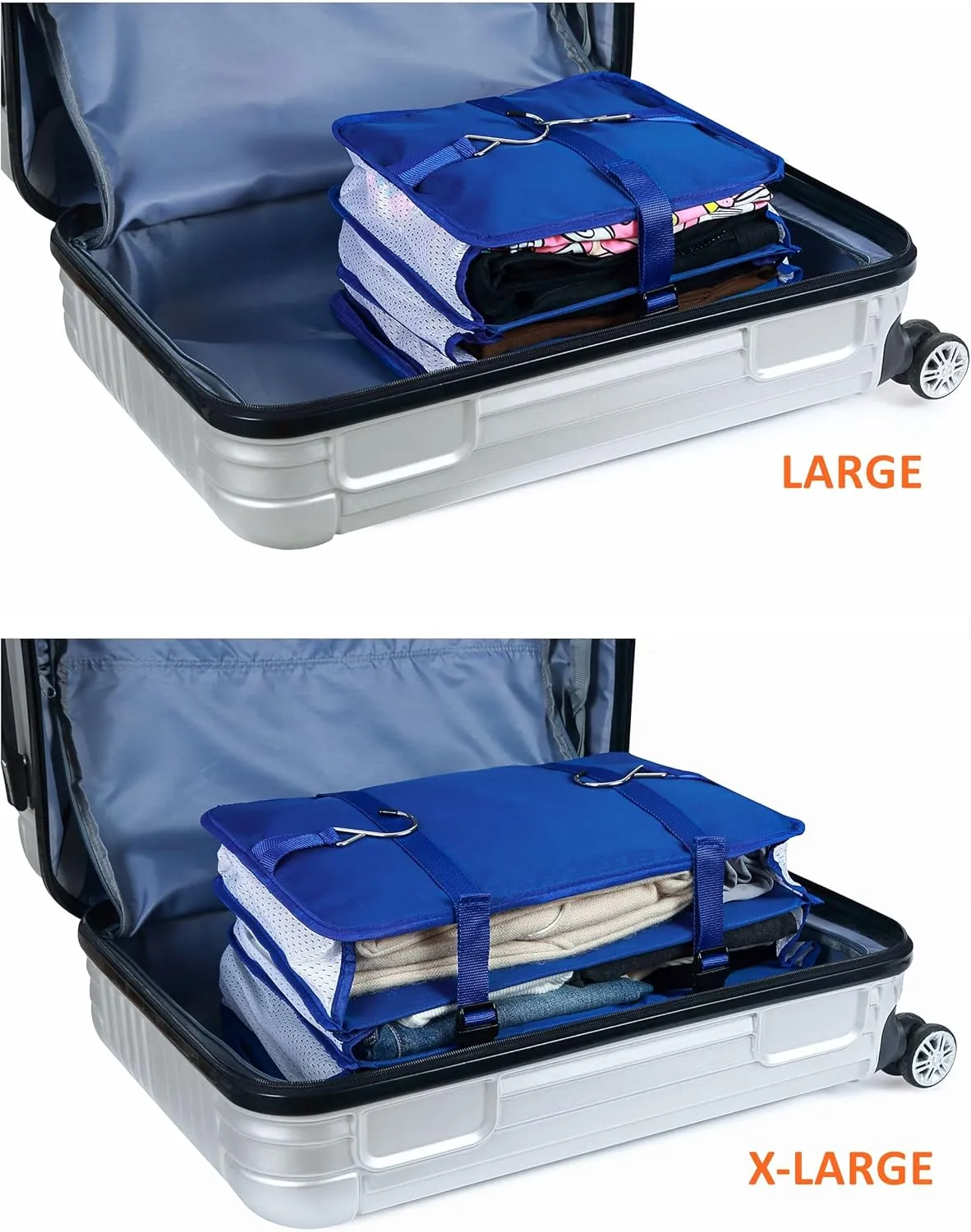 Travel Luggage Organizer Portable Hanging Travel Shelves Bag Multiple Compartments Packing Cube Organizer for Carry on Closet Suitcase Gray