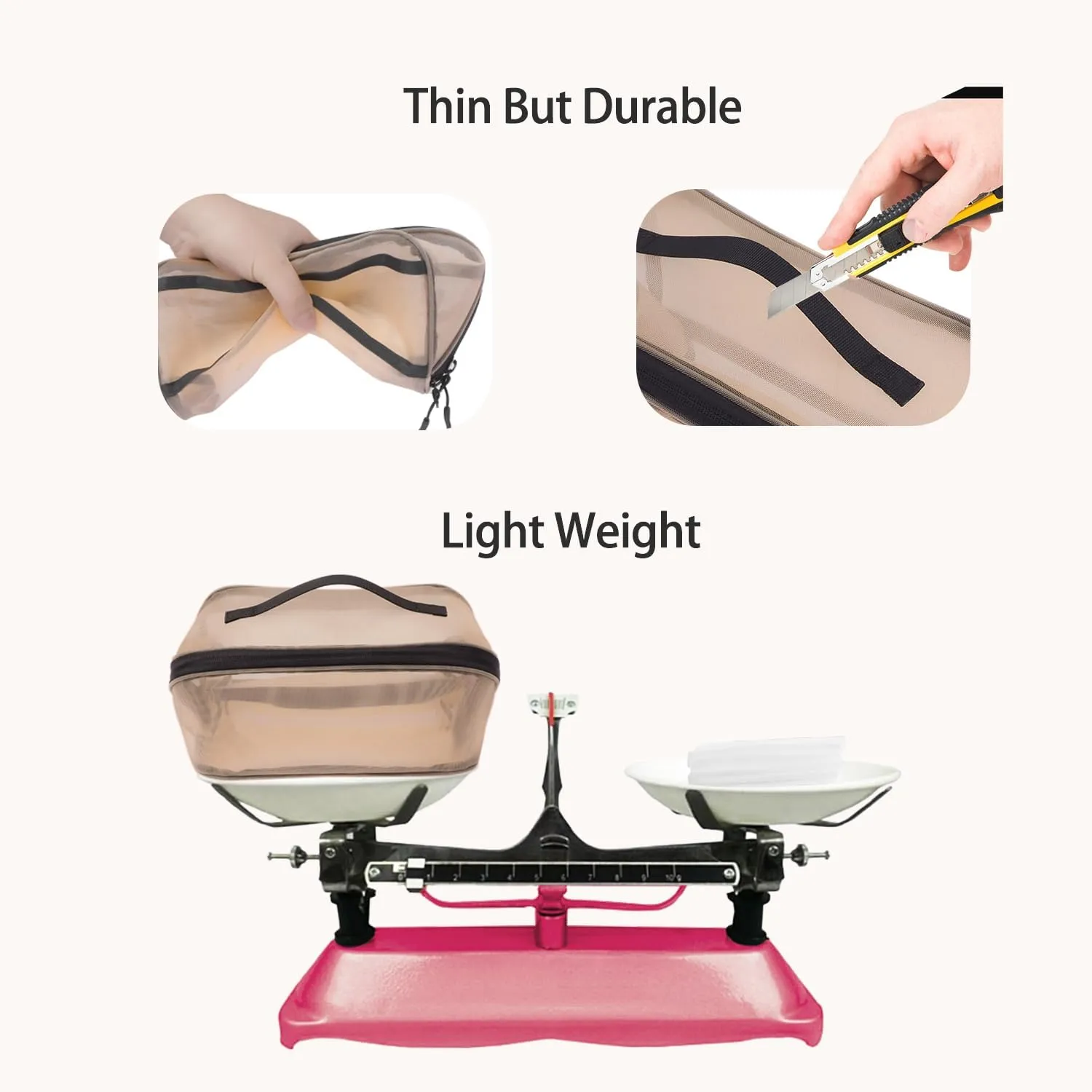 Travel Makeup Bag,Large Capacity Cosmetic Bags for Women,Toiletry Bag Make up Organizer with Divider and Handle (Beige)