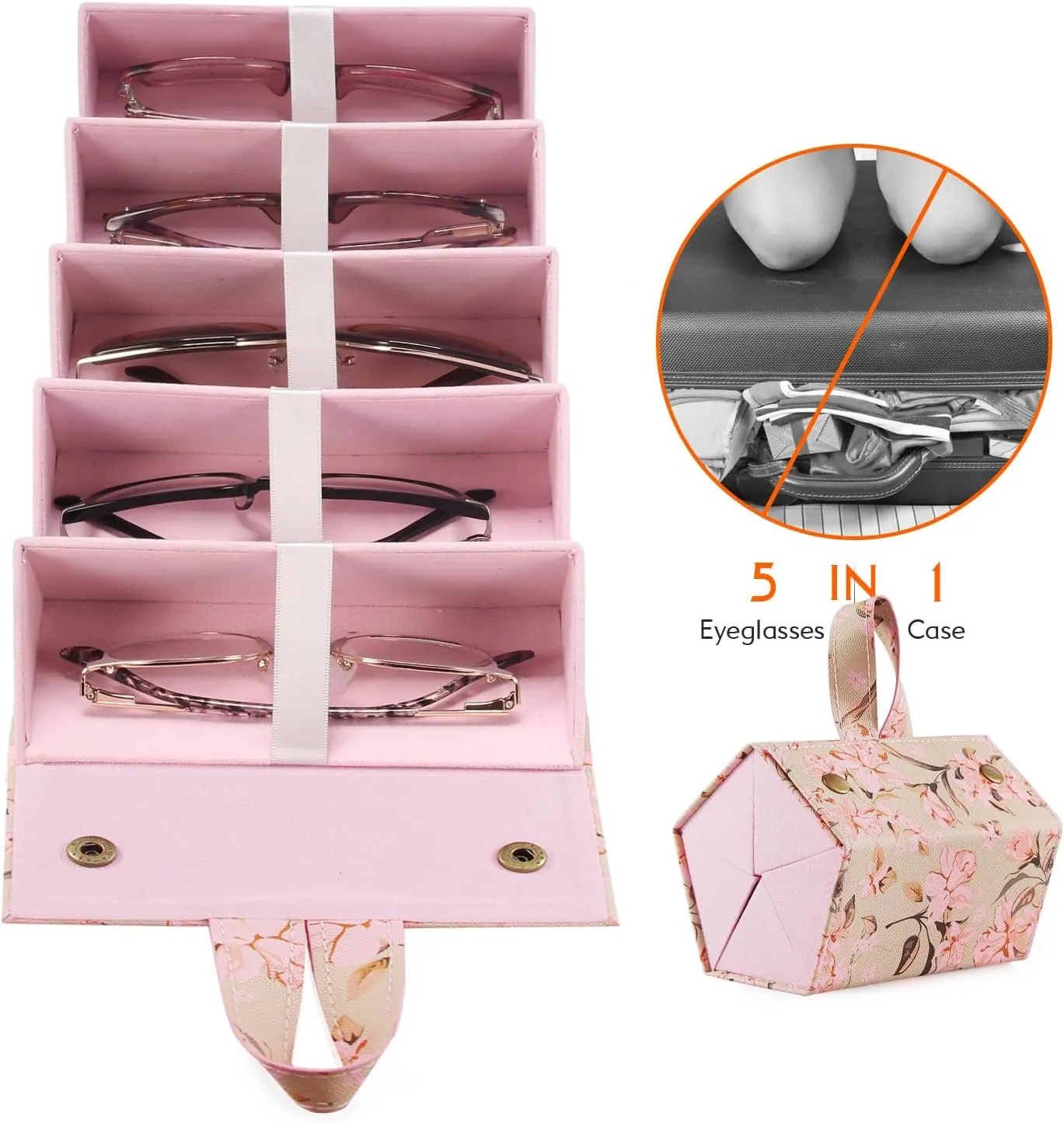 Travel Sunglass Organizer Case- 5 6 Slot PU Sunglass Travel Case Multiple Portable Eyeglasses Case for Men Women