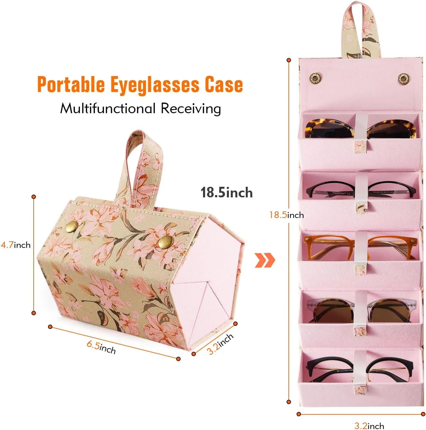 Travel Sunglass Organizer Case- 5 6 Slot PU Sunglass Travel Case Multiple Portable Eyeglasses Case for Men Women