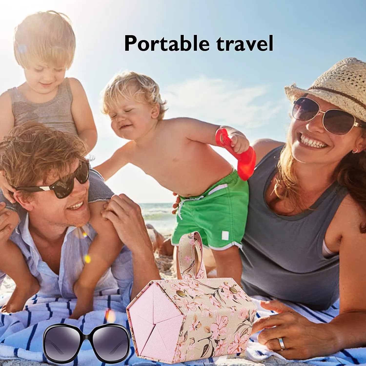 Travel Sunglass Organizer Case- 5 6 Slot PU Sunglass Travel Case Multiple Portable Eyeglasses Case for Men Women
