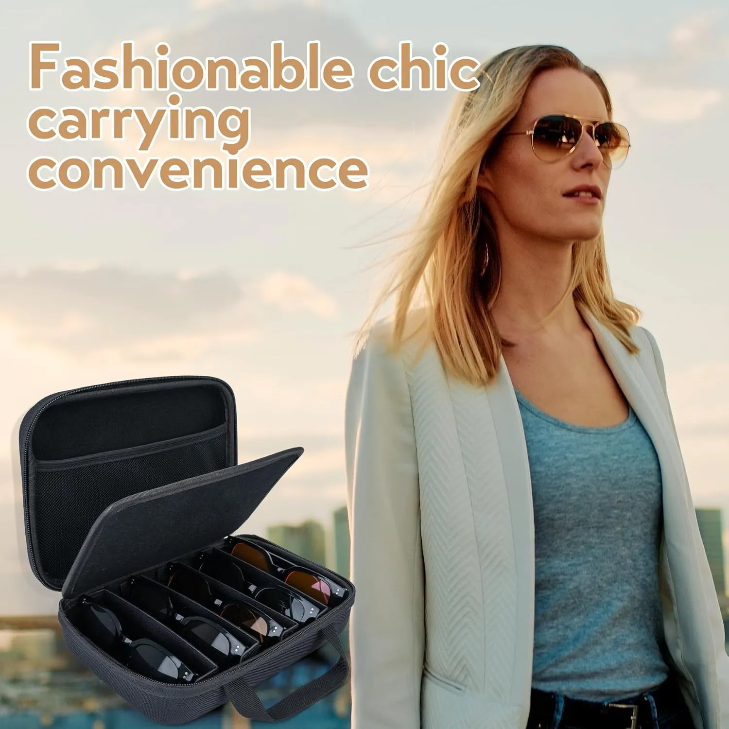 Travel Sunglasses Organizer Case, Portable Eyeglasses Case For Multiple Pairs, Sunglass Storage Holder for Men Women