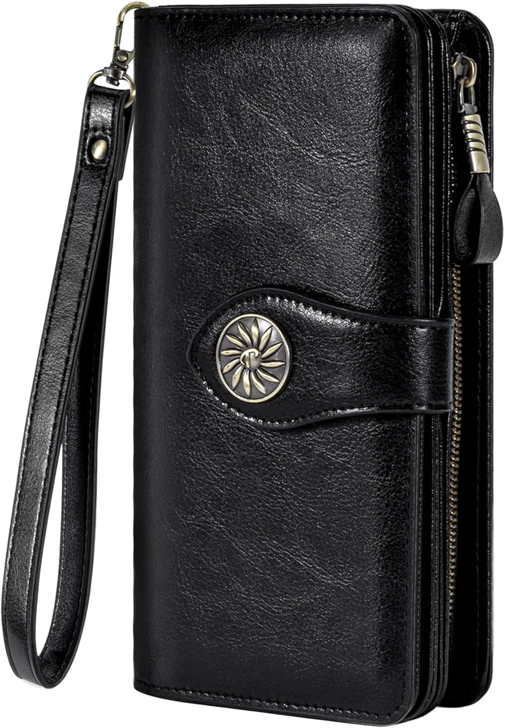 Travelambo Women's Wallet RFID Blocking Credit Card Holder Large Capacity Wristlet Leather Wallets Purse