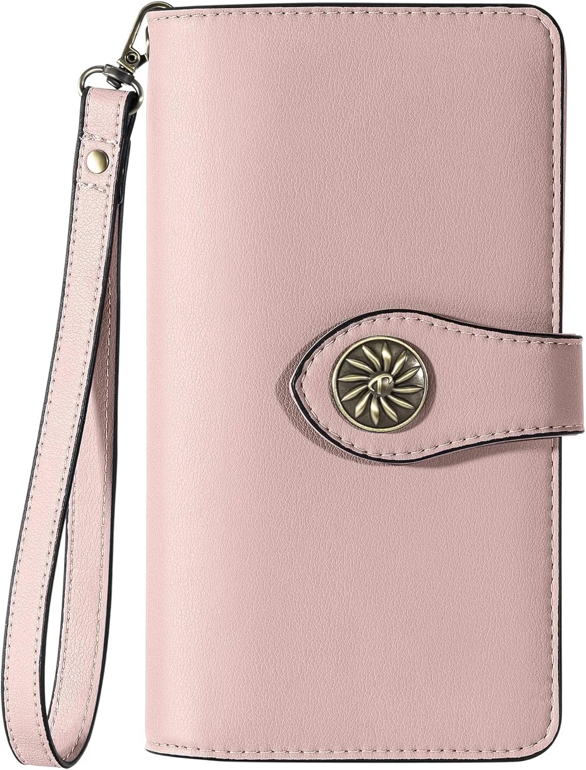 Travelambo Women's Wallet RFID Blocking Credit Card Holder Large Capacity Wristlet Leather Wallets Purse