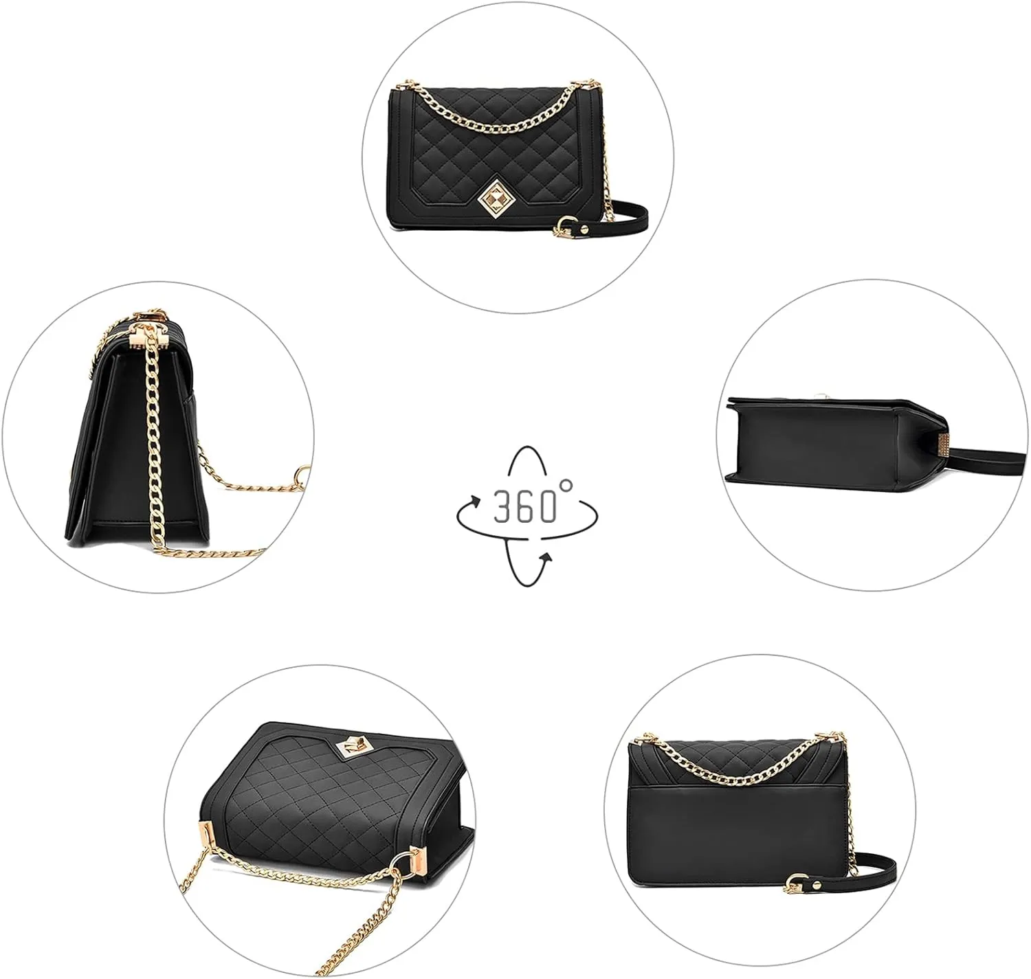 Travistar Crossbody Bags for Women Small Handbags PU Leather Shoulder Bag Purse Evening Bag Quilted Satchels with Chain Strap