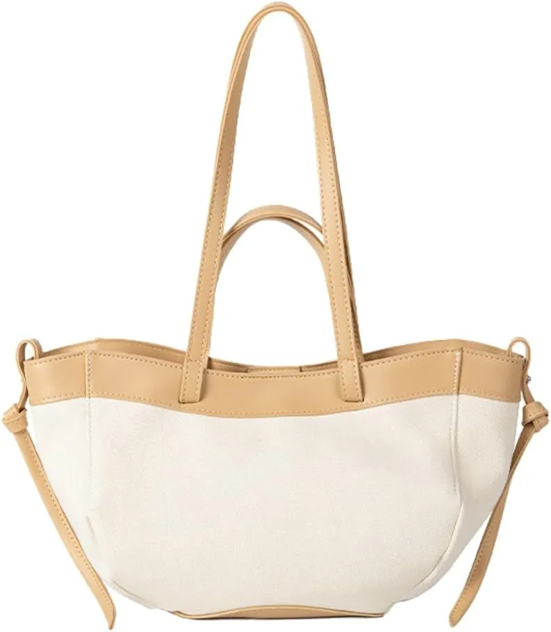 Trendy Canvas Tote Bag Women 2025 Casual Shoulder Bags Purses and Handbags Work Travel Purse Contrast Color Design