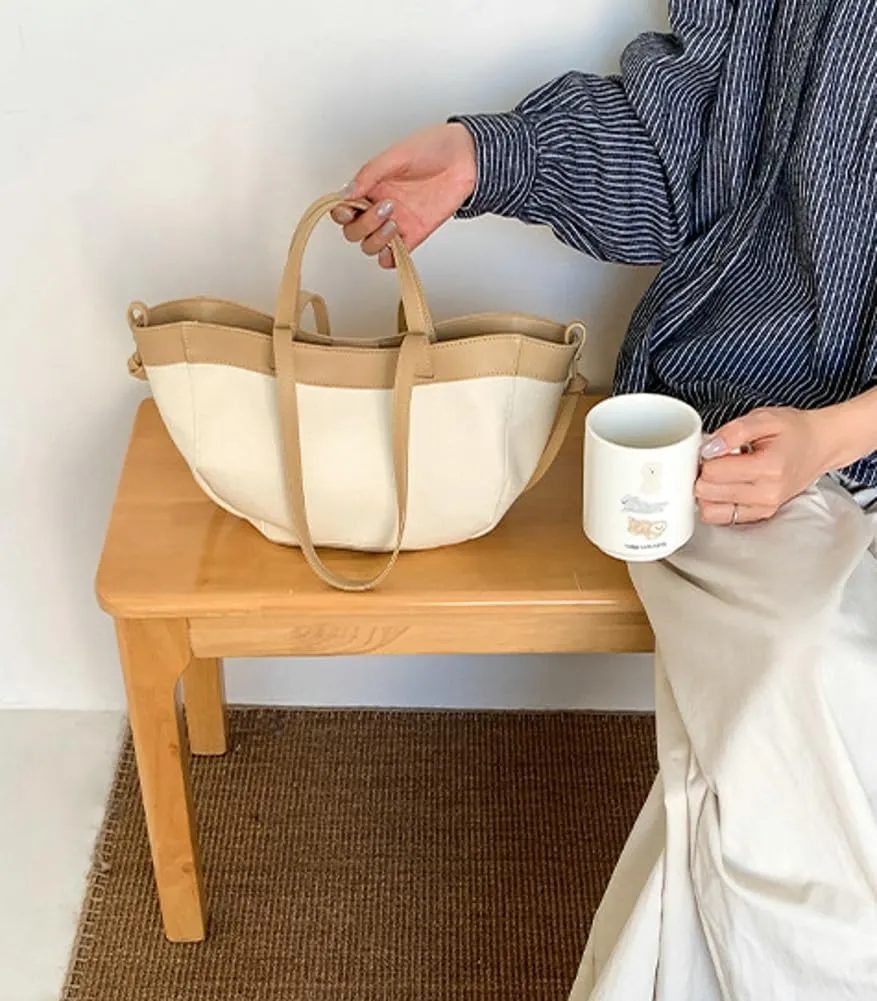 Trendy Canvas Tote Bag Women 2025 Casual Shoulder Bags Purses and Handbags Work Travel Purse Contrast Color Design