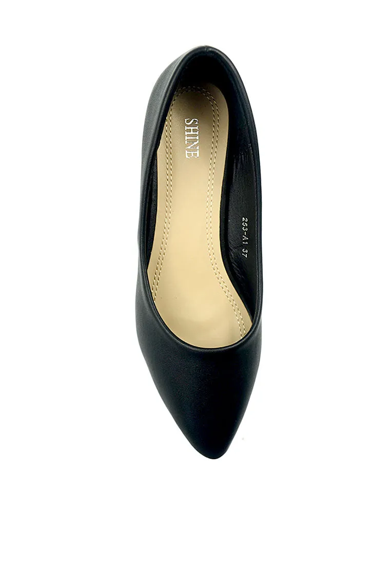 Trendy Pionted Toe Block Heel Court Shoes