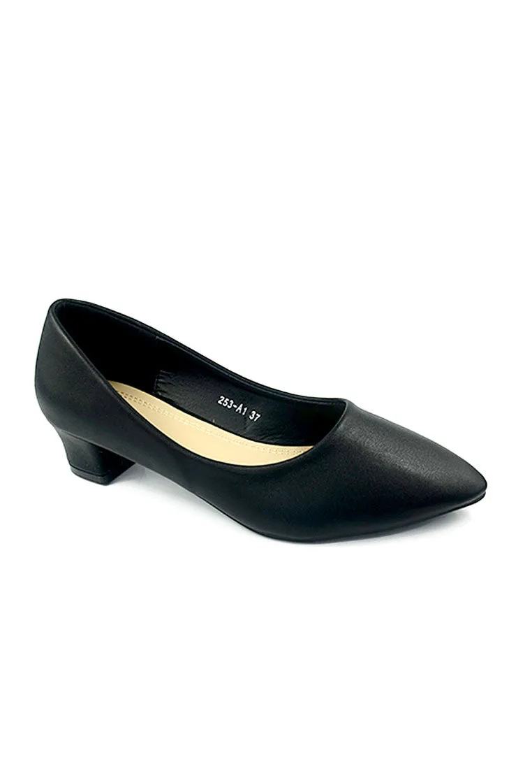 Trendy Pionted Toe Block Heel Court Shoes