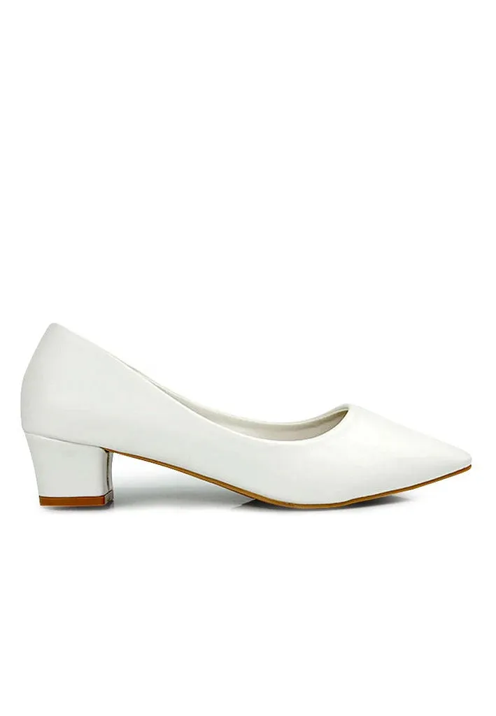 Trendy Pionted Toe Block Heel Court Shoes