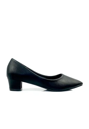 Trendy Pionted Toe Block Heel Court Shoes