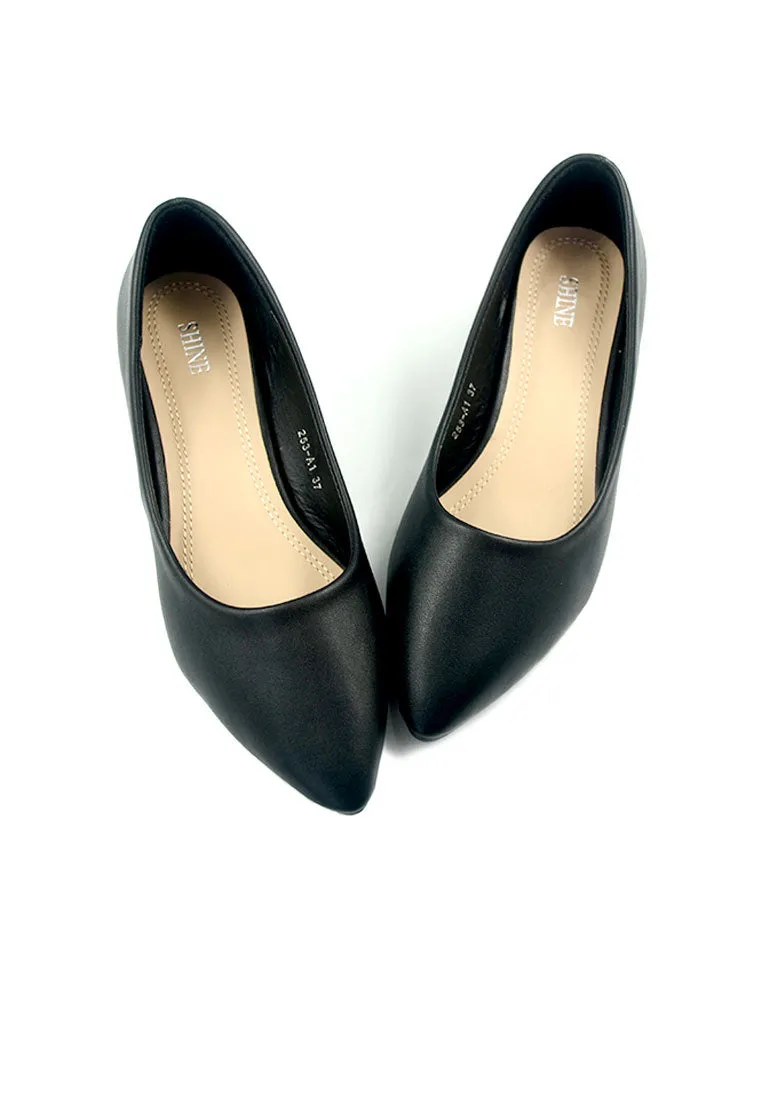 Trendy Pionted Toe Block Heel Court Shoes