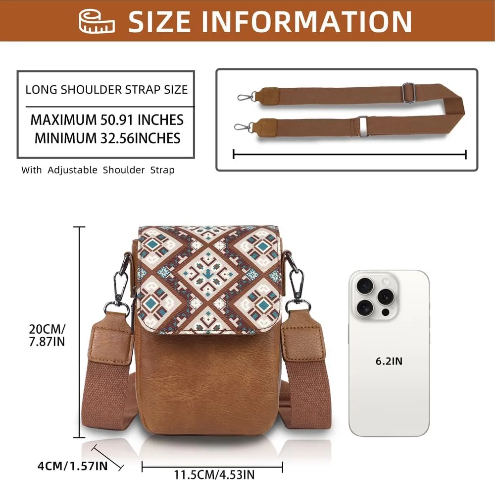 Trendy Small Crossbody Bag for Women Leather Cell Phone Purse with Triple Compartments & Card Slots, Lightweight Shoulder Bag