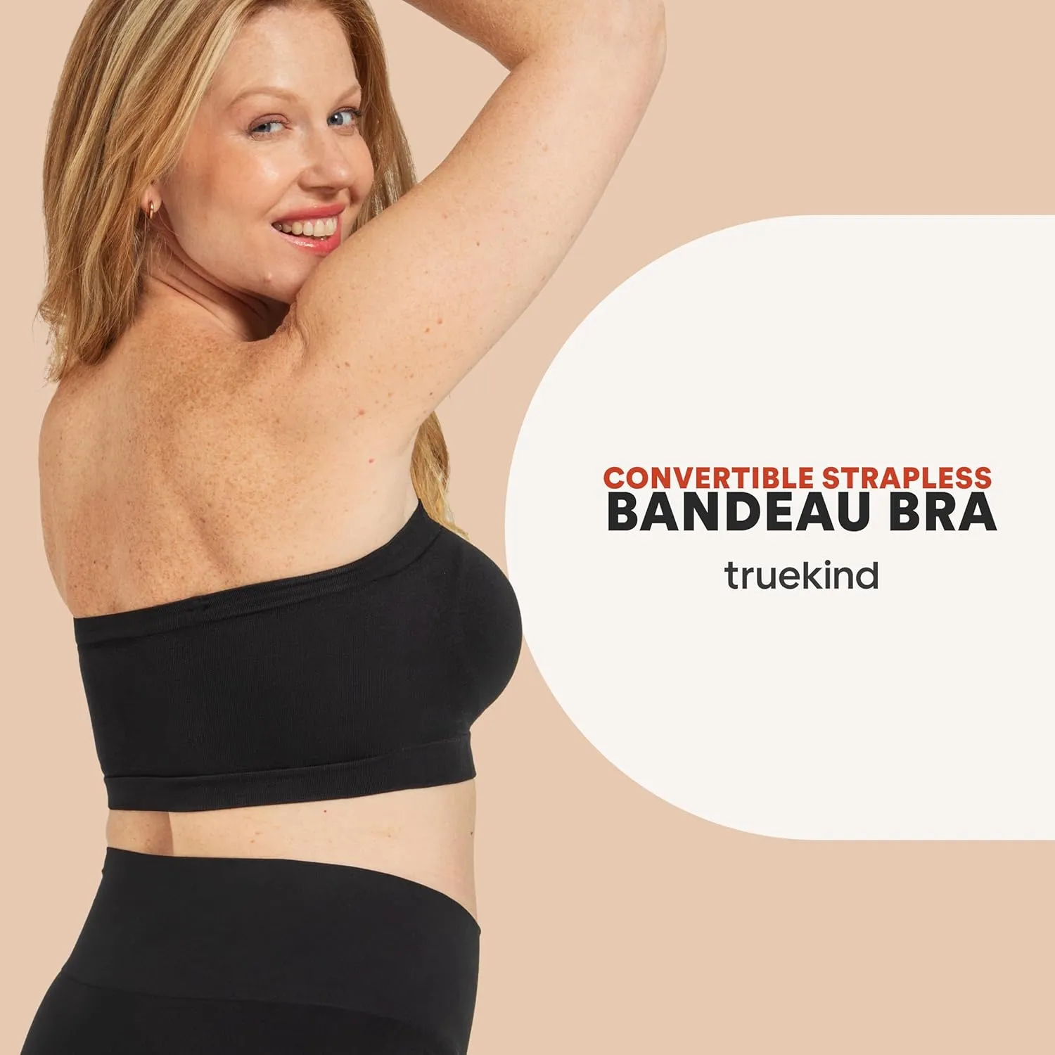 Truekind Wireless Strapless Bra, Bandeau Bra, Small to Plus Size Strapless Bras for Women, Tube Top