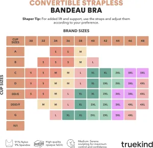 Truekind Wireless Strapless Bra, Bandeau Bra, Small to Plus Size Strapless Bras for Women, Tube Top