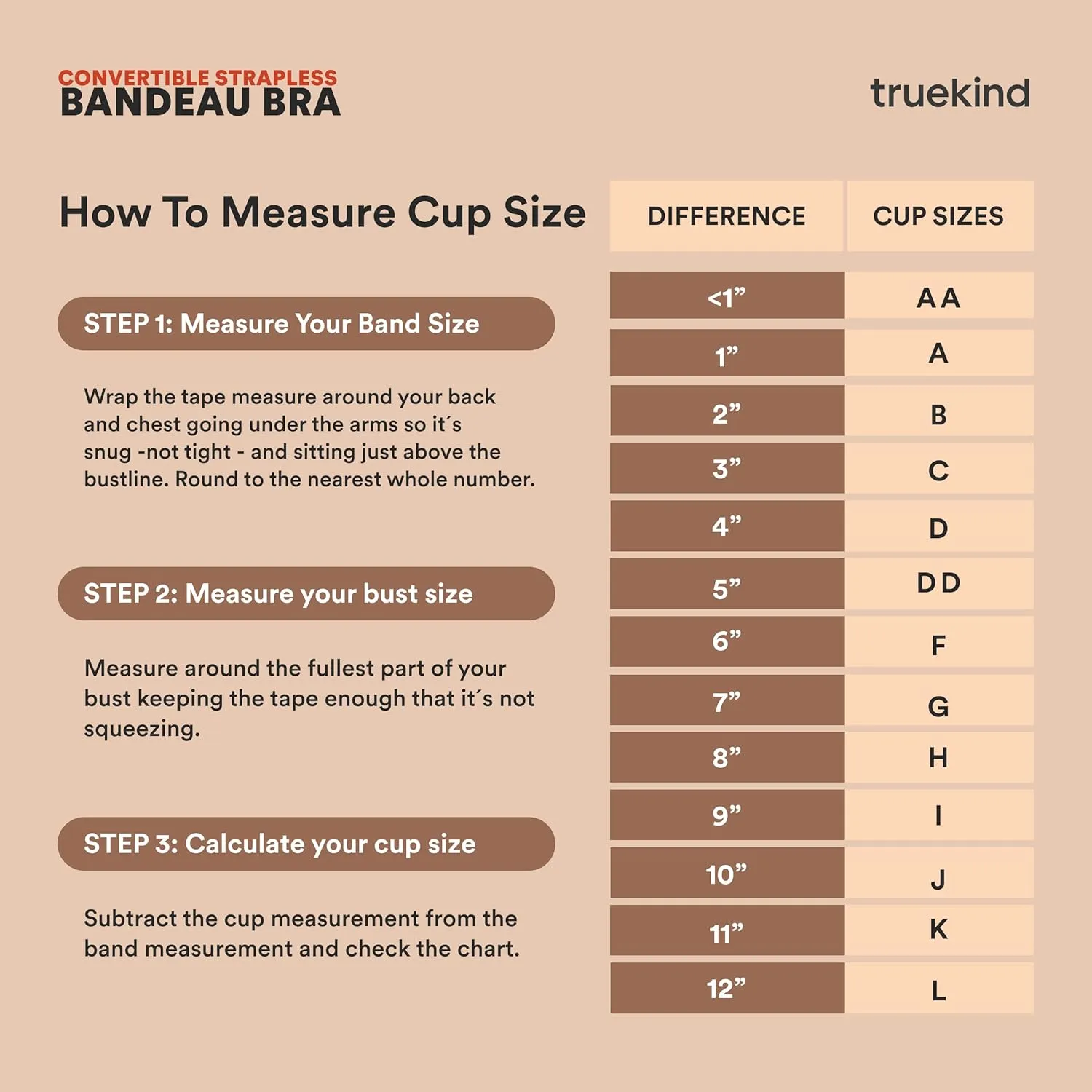 Truekind Wireless Strapless Bra, Bandeau Bra, Small to Plus Size Strapless Bras for Women, Tube Top