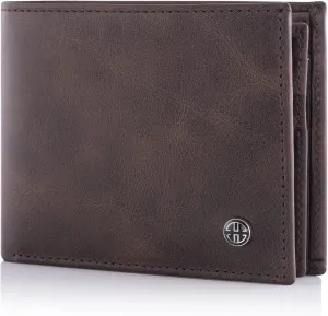 TRUSADOR Savona Classic Men's Wallets Leather Bifold with RFID Wallet for Men Gift Box (Brown)