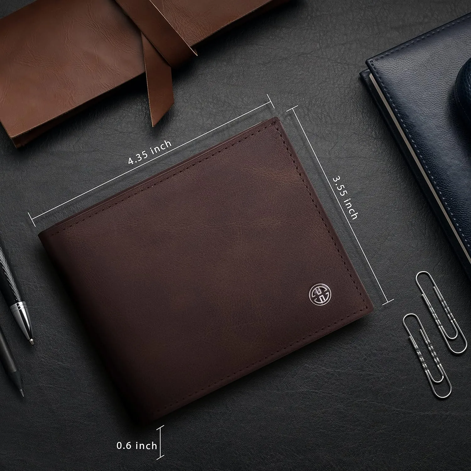 TRUSADOR Savona Classic Men's Wallets Leather Bifold with RFID Wallet for Men Gift Box (Brown)