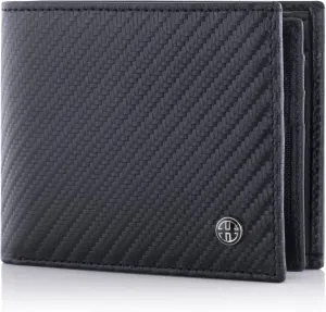 TRUSADOR Savona Classic Men's Wallets Leather Bifold with RFID Wallet for Men Gift Box (Carbon)