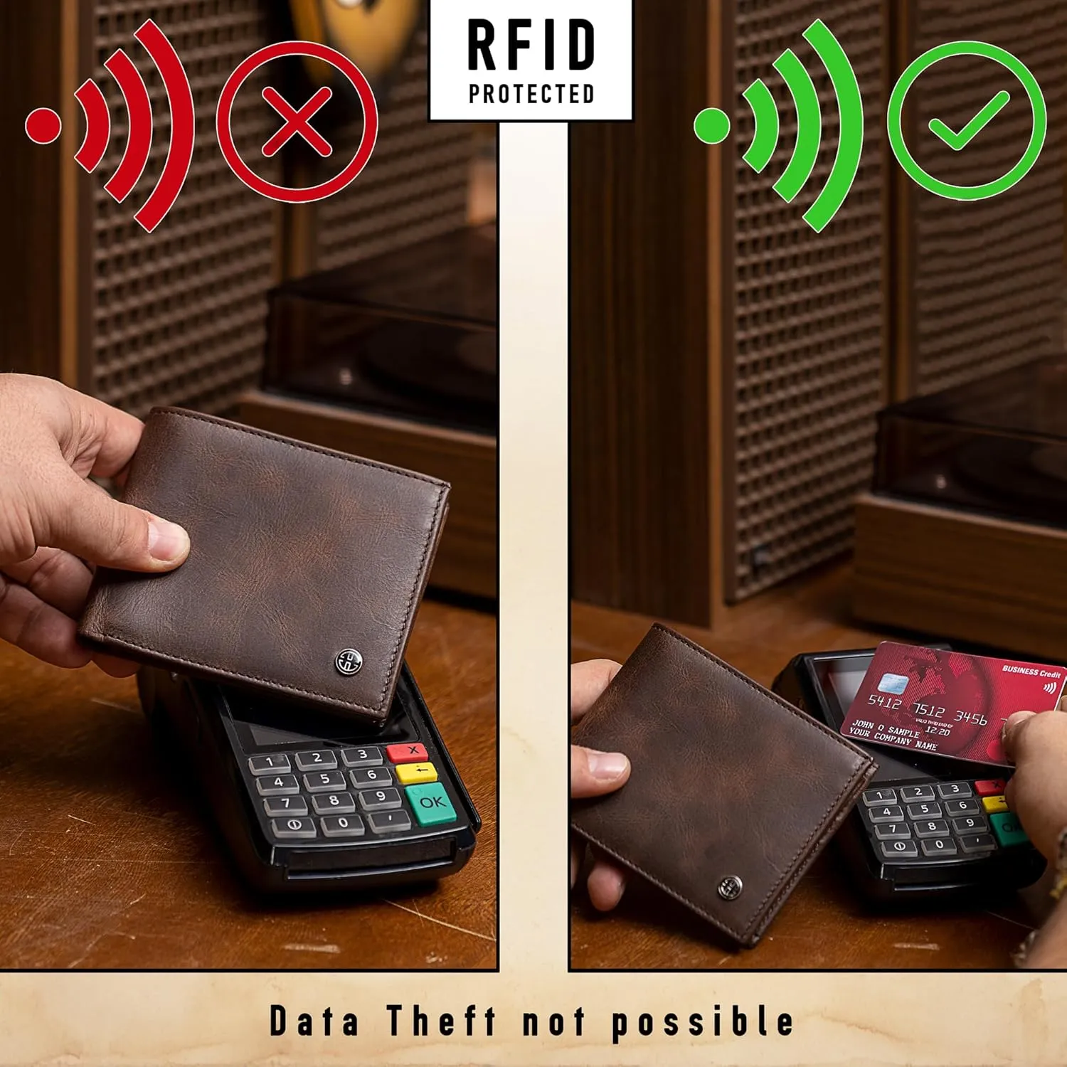 TRUSADOR Savona Classic Men's Wallets Leather Bifold with RFID Wallet for Men Gift Box (Carbon)