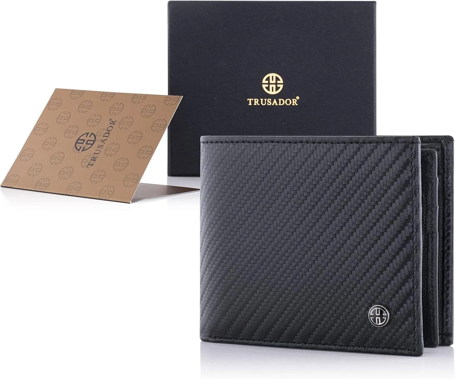 TRUSADOR Savona Classic Men's Wallets Leather Bifold with RFID Wallet for Men Gift Box (Carbon)