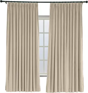 TWOPAGES 84 W x 84 L Pinch Pleat Room Darkening Velvet Curtain Drapery Panel for Traverse Rod or Track, Living Room Bedroom Meetingroom Club Theater Patio Door (1 Panel), Cashmere