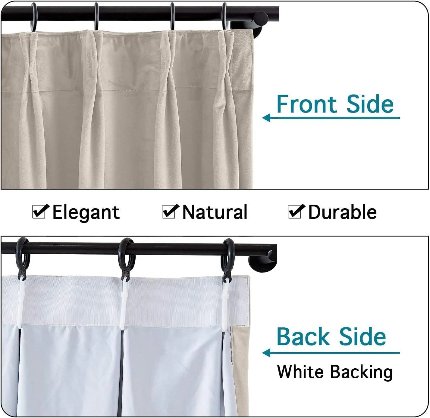 TWOPAGES 84 W x 84 L Pinch Pleat Room Darkening Velvet Curtain Drapery Panel for Traverse Rod or Track, Living Room Bedroom Meetingroom Club Theater Patio Door (1 Panel), Cashmere