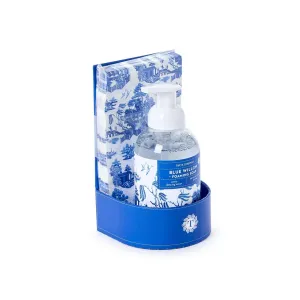 Two's Company Blue Willow Crisp Linen Scented Foaming Soap with Guest Towels Set