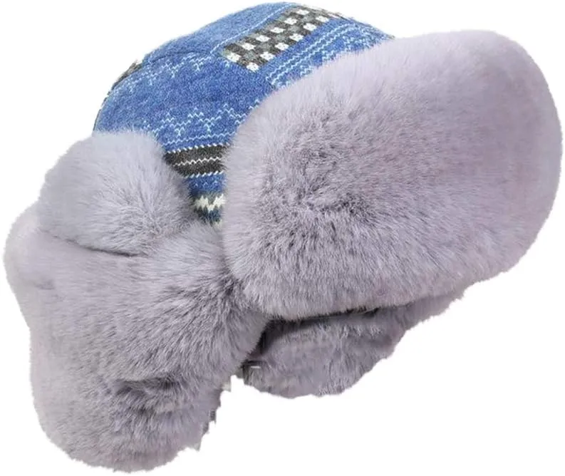 Unisex Winter Trapper Hat with Ear Flaps & Faux Fur Ushanka Aviator Hat Eskimo Hat
