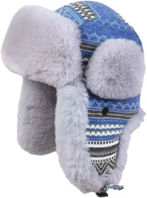 Unisex Winter Trapper Hat with Ear Flaps & Faux Fur Ushanka Aviator Hat Eskimo Hat