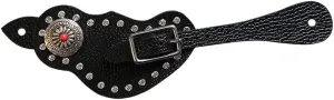 UNISTRENGH Western Cowhide Leather All Purpose Spur Straps Adjustable Length with Crystal Inlaid Decoration