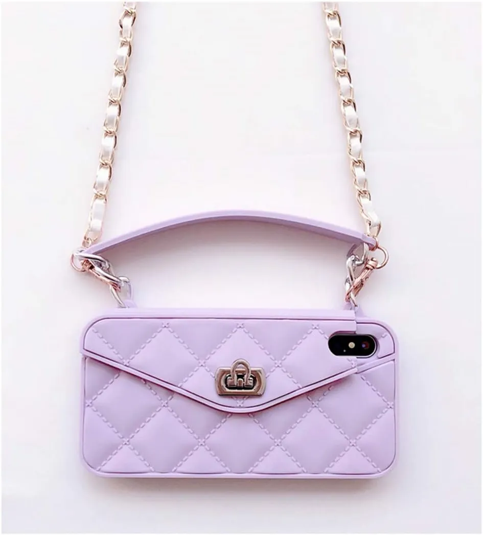 UnnFiko Designed for iPhone XR Wallet Case for Women Crossbody, Purse Flip Cover Soft Silicone Case with Card Holder for iPhone XR (Purple)