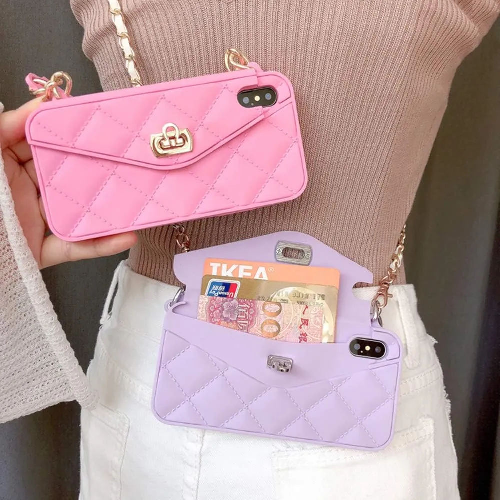 UnnFiko Designed for iPhone XR Wallet Case for Women Crossbody, Purse Flip Cover Soft Silicone Case with Card Holder for iPhone XR (Purple)