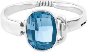 UNOde50 INNER PEACE Rigid Bracelet, Sterling Silver-Plated, Denim Blue Faceted Crystal