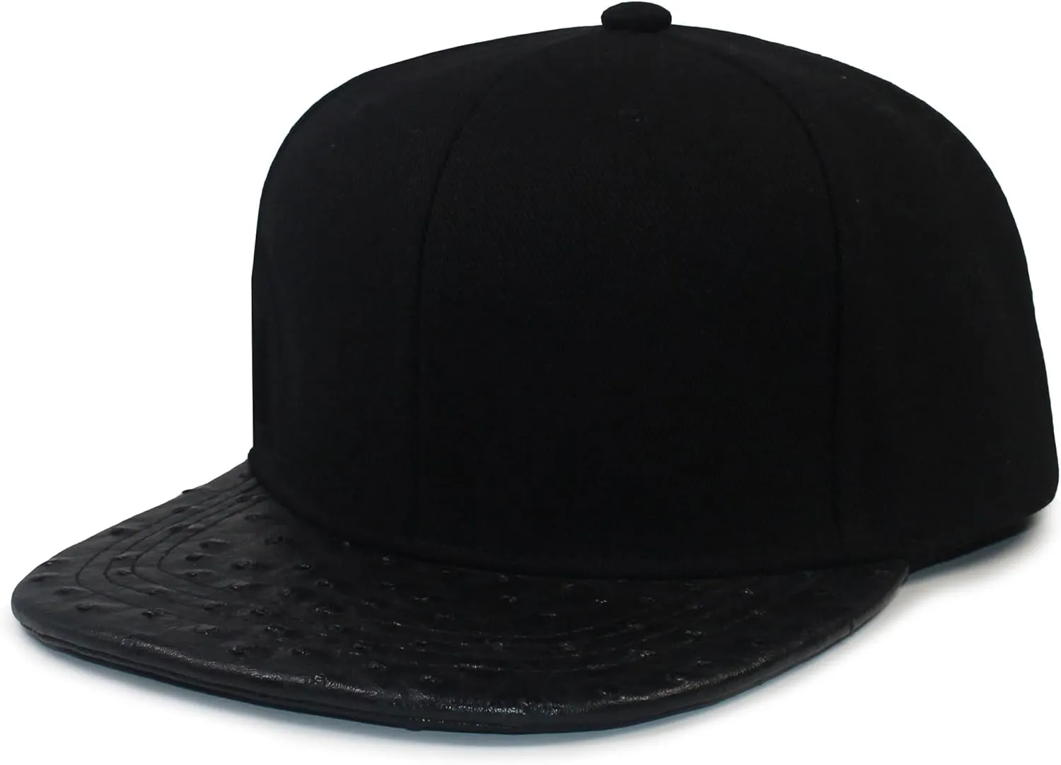 Urban Hip Hop Streetwear Baseball Cap - Solid Color Faux Ostrich Leather Snapback, 6-Panel Unisex Adjustable Hat