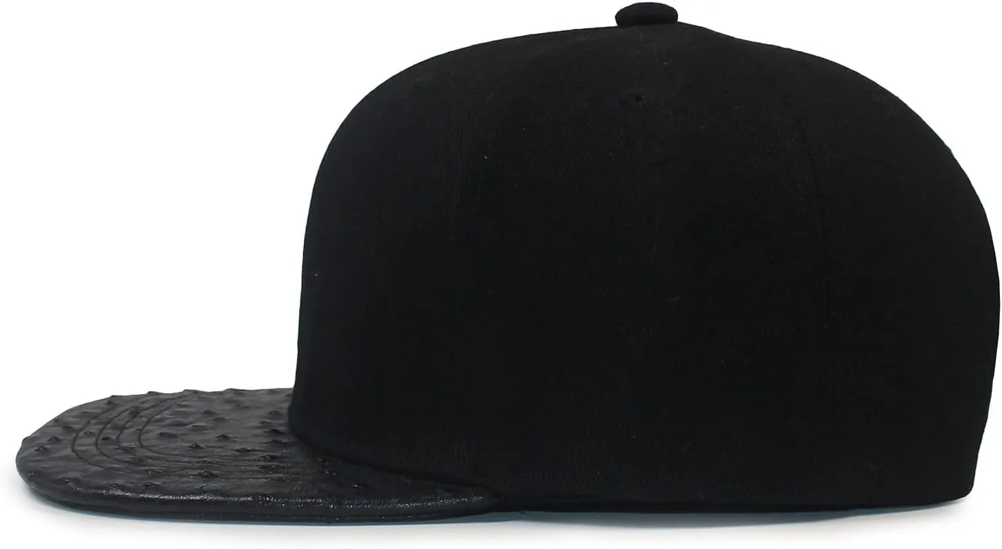 Urban Hip Hop Streetwear Baseball Cap - Solid Color Faux Ostrich Leather Snapback, 6-Panel Unisex Adjustable Hat