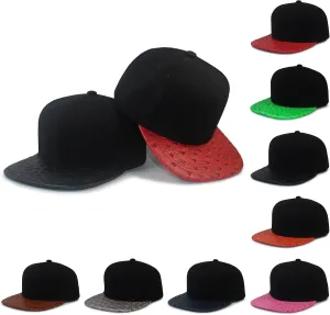 Urban Hip Hop Streetwear Baseball Cap - Solid Color Faux Ostrich Leather Snapback, 6-Panel Unisex Adjustable Hat