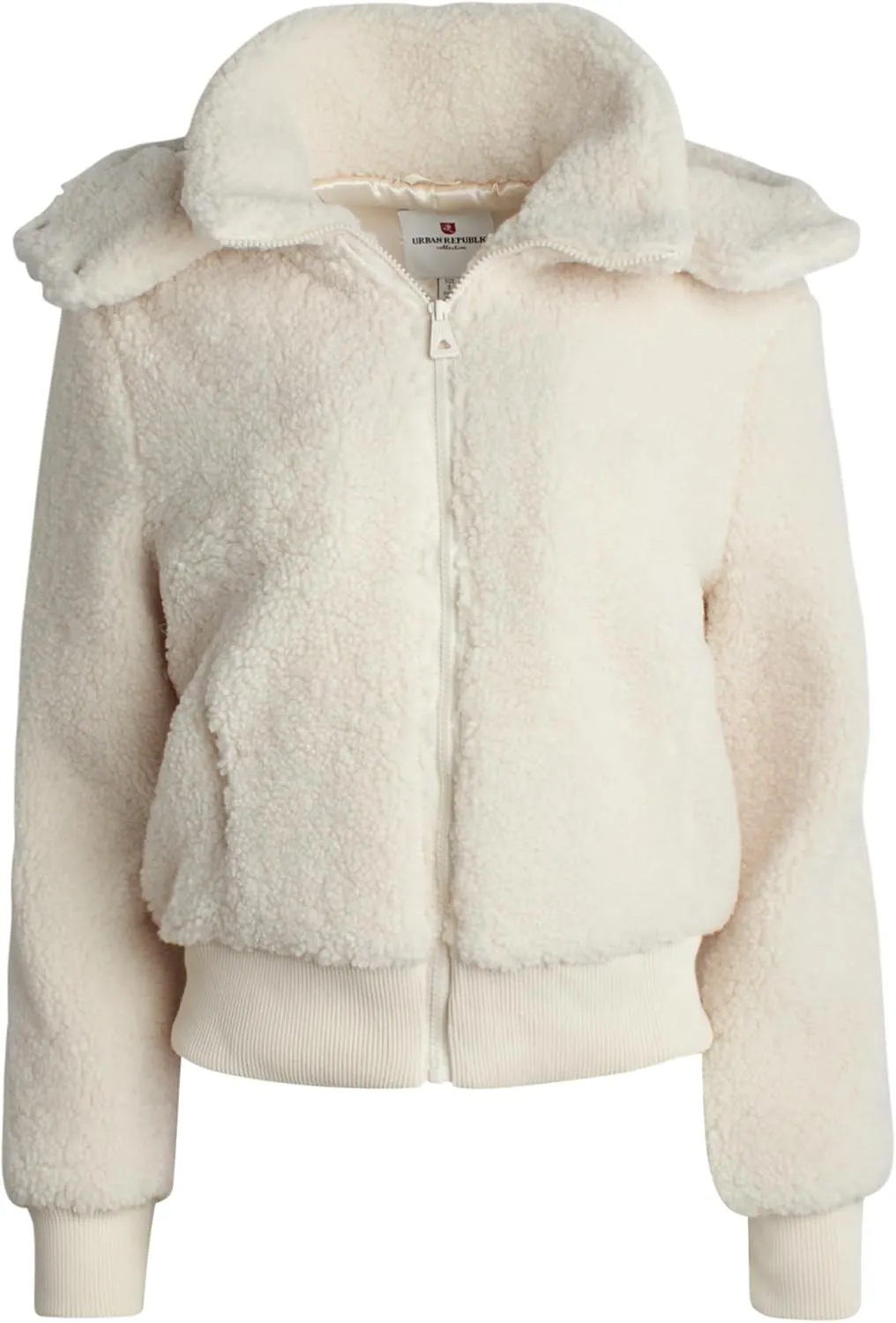 URBAN REPUBLIC Women's Sherpa Bomber Jacket - Fuzzy Warm Faux Fur Hooded Bomber Outdoor Jackets for Women (Sizes: S-XL)