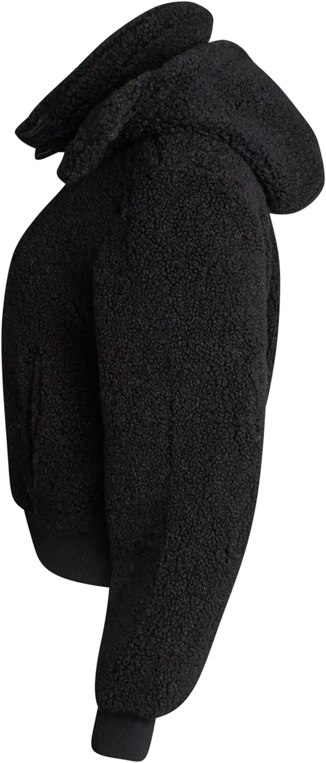 URBAN REPUBLIC Women's Sherpa Bomber Jacket - Fuzzy Warm Faux Fur Hooded Bomber Outdoor Jackets for Women (Sizes: S-XL)