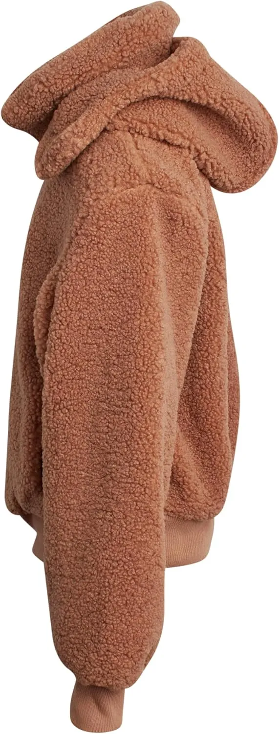 URBAN REPUBLIC Women's Sherpa Bomber Jacket - Fuzzy Warm Faux Fur Hooded Bomber Outdoor Jackets for Women (Sizes: S-XL)